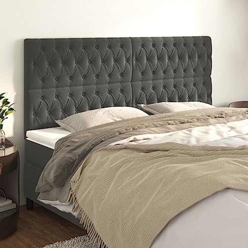 4er-Set Dunkelgrau Samt Kopfteile 90x7x78/88 cm für Bettgestelle, Höhenverstellbare Wandpaneele und Rückenpolster, Weicher Stoff 4er-Set Dunkelgrau Samt Kopfteile 90x7x78/88 cm für Bettgestelle, Höhenverstellbare Wandpaneele und Rückenpolster, Weicher Stoff von Mandloder