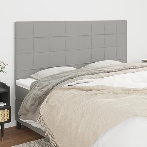 4er Set Kopfteil Hellgrau aus atmungsaktivem Stoff, 90x5x78/88 cm, verstellbare Höhe für Einzelbetten, Stabiler Wandschutz für Schlafzimmer 4er Set Kopfteil Hellgrau aus atmungsaktivem Stoff, 90x5x78/88 cm, verstellbare Höhe für Einzelbetten, Stabiler Wandschutz für Schlafzimmer von Mandloder
