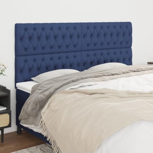 4er-Set Kopfteile, 90x7x78/88 cm, Blau Stoff, Höhenverstellbar, Robuste Holzbeine, für Schlafzimmer, Bett, Wandpolster, Modernes Design, Langlebig, Atmungsaktiv von Mandloder