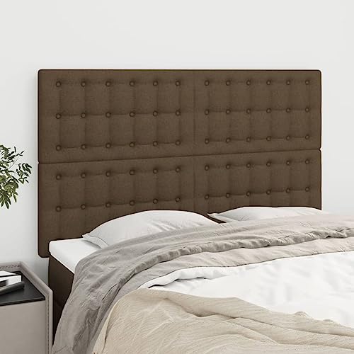 4er-Set Kopfteile, Dunkelbraun, 72x5x78/88 cm, Stoff, höhenverstellbar, Robustes Holz, für Schlafzimmer, bequemes Rückenpolster, Wandkissen 4er-Set Kopfteile, Dunkelbraun, 72x5x78/88 cm, Stoff, höhenverstellbar, Robustes Holz, für Schlafzimmer, bequemes Rückenpolster, Wandkissen von Mandloder