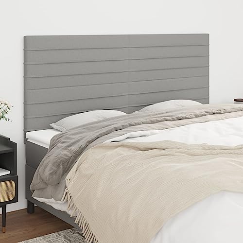 4er-Set Kopfteile, hellgrau, 80x5x78/88 cm, Stoff, höhenverstellbar, robust für Einzelbetten, langlebiger Wandschutz 4er-Set Kopfteile, hellgrau, 80x5x78/88 cm, Stoff, höhenverstellbar, robust für Einzelbetten, langlebiger Wandschutz von Mandloder
