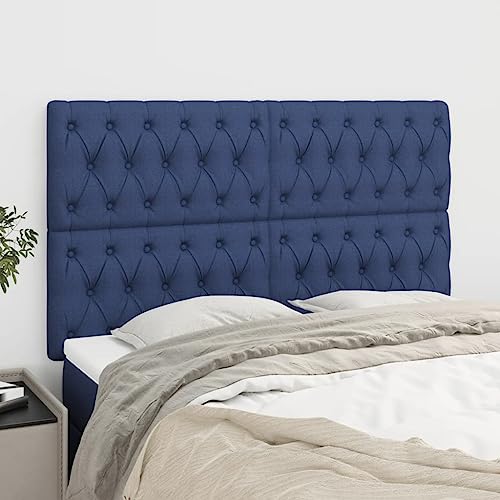 4er Set Kopfteile Blau, 80x7x78/88 cm, Stoff, Höhenverstellbar, Robustes Design für Schlafzimmer, Atmungsaktiver Bezug, Leichte Montage von Mandloder