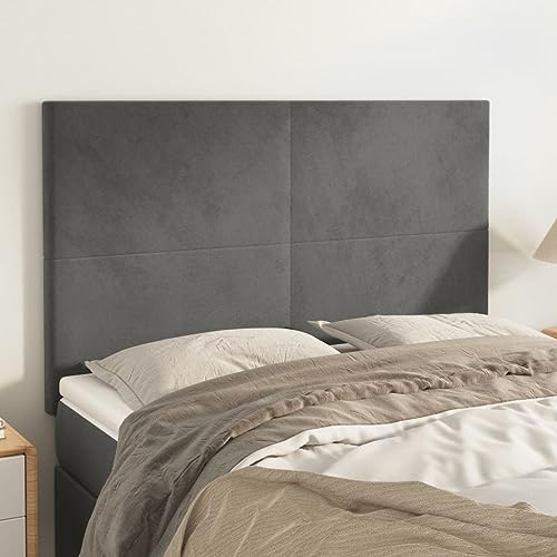 4er-Set Kopfteile Dunkelgrau Samt, Höhenverstellbar 72x5x78/88 cm, Weiche Polsterung für Komfort und Stabilität im Schlafzimmer, Einfache Montage 4er-Set Kopfteile Dunkelgrau Samt, Höhenverstellbar 72x5x78/88 cm, Weiche Polsterung für Komfort und Stabilität im Schlafzimmer, Einfache Montage von Mandloder