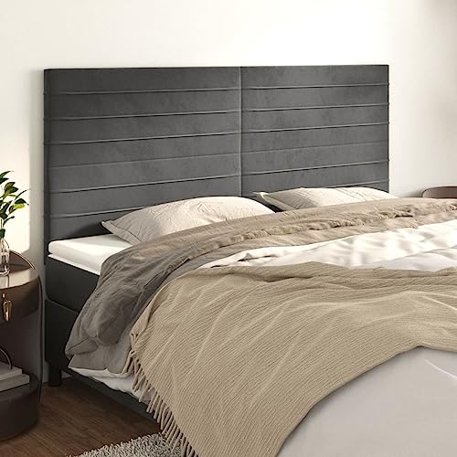 4er Set Kopfteile Dunkelgrau Samt Höhenverstellbar, 180 cm Gesamtbreite, Luxuriöses Wandpaneel für Schlafzimmer, Weiches Rückenpolster für Betten 4er Set Kopfteile Dunkelgrau Samt Höhenverstellbar, 180 cm Gesamtbreite, Luxuriöses Wandpaneel für Schlafzimmer, Weiches Rückenpolster für Betten von Mandloder