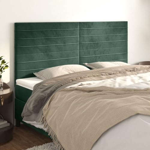 4er Set Kopfteile Dunkelgrün, 80x5x78/88 cm Samt, Höhenverstellbar, Weiches Bett Kopfteil für Schlafzimmer, Robustes Wandpolster 4er Set Kopfteile Dunkelgrün, 80x5x78/88 cm Samt, Höhenverstellbar, Weiches Bett Kopfteil für Schlafzimmer, Robustes Wandpolster von Mandloder