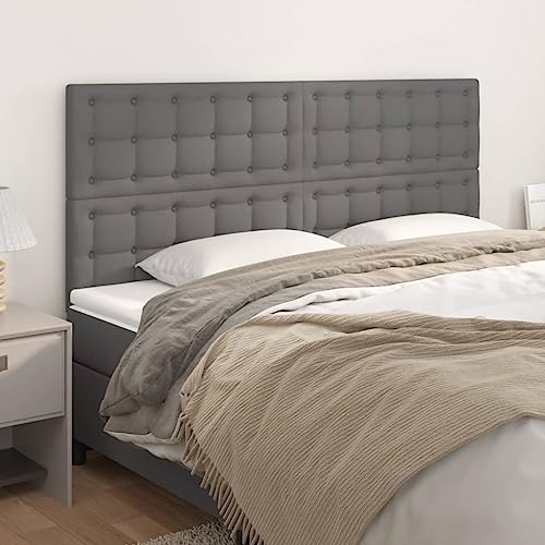 4er-Set Kopfteile Grau Kunstleder, Höhenverstellbar 90x5x78/88 cm, Stabile Holzbeine, Elegantes Wandkissen für Schlafzimmer, Langlebiger Wandschutz von Mandloder