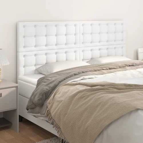 4er Set Kopfteile Weiß 90x5x78/88 cm Kunstleder, Höhenverstellbare Bettlehne für Einzelbetten, Robuste Holzbeine & Pflegeleichtes Material, Ideal für Schlafzimmer Komfort 4er Set Kopfteile Weiß 90x5x78/88 cm Kunstleder, Höhenverstellbare Bettlehne für Einzelbetten, Robuste Holzbeine & Pflegeleichtes Material, Ideal für Schlafzimmer Komfort von Mandloder