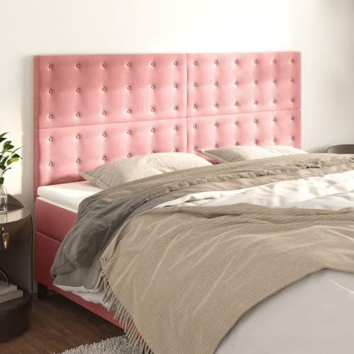 4er-Set Rosa Samt Kopfteile, Höhenverstellbar 100x5x78/88 cm, Weiche Wandpaneele für Schlafzimmer, Robuste Bett-Rückenpolster, Einfache Montage 4er-Set Rosa Samt Kopfteile, Höhenverstellbar 100x5x78/88 cm, Weiche Wandpaneele für Schlafzimmer, Robuste Bett-Rückenpolster, Einfache Montage von Mandloder