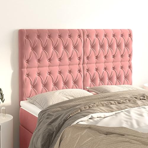 4er-Set Rosa Samt Kopfteile, Höhenverstellbar 80x7x78/88 cm, Weiches Wandpolster für Bett, Stabiles Headboard für Schlafzimmer, Elegantes Design von Mandloder
