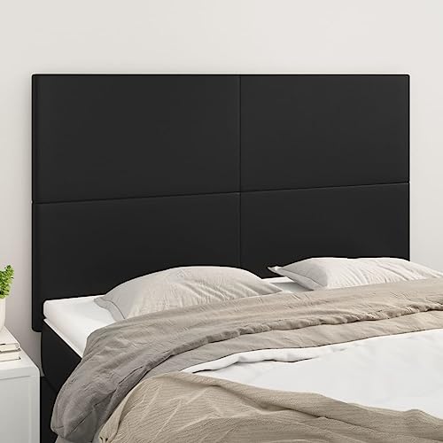 4er-Set Schwarze Kunstleder Kopfteile, 72x5x78/88 cm, Höhenverstellbare Wandpaneele für Schlafzimmer, Robuste Rückenpolster für Betten von Mandloder