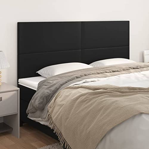 4er-Set Schwarze Kunstleder Kopfteile, Höhenverstellbar 80x5x78/88 cm, Langlebiges Bett-Rückenpolster für Schlafzimmer 4er-Set Schwarze Kunstleder Kopfteile, Höhenverstellbar 80x5x78/88 cm, Langlebiges Bett-Rückenpolster für Schlafzimmer von Mandloder