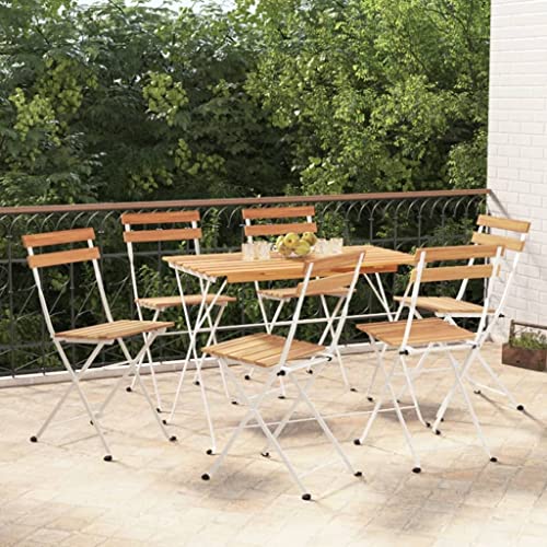 6er Set Klappbare Bistrostühle aus Massivholz Akazie & Stahl, 39x45x79 cm Robuste Gartenstühle für Garten, Platzsparende Gartenmöbel bis 110kg Tragkraft von Mandloder