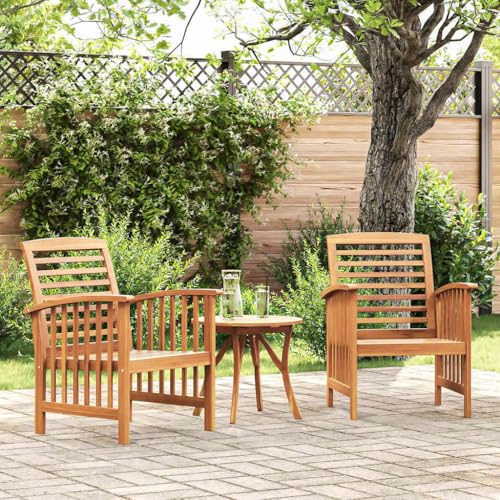 Akazie Massivholz Gartenstühle Set, 2er Outdoor Gartenmöbel Stühle für Garten Terrasse Veranda, langlebig wetterfest robust, 110 kg Tragkraft von Mandloder