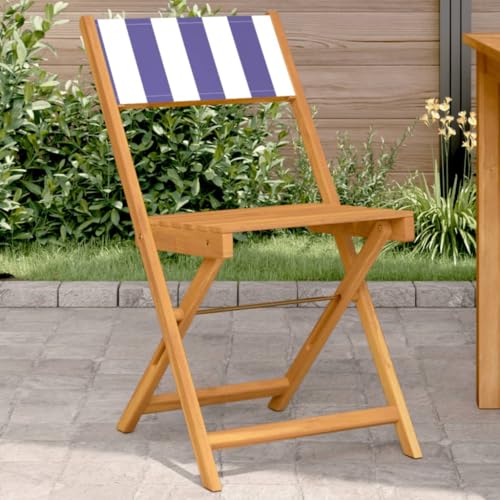 Bistrostühle 2er Set Blau Weiß Massivholz Akazie Stoff Klappbar, Robuste Gartenstühle für Outdoor Garten Balkon Terrasse, Belastbar bis 110kg pro Sitz Bistrostühle 2er Set Blau Weiß Massivholz Akazie Stoff Klappbar, Robuste Gartenstühle für Outdoor Garten Balkon Terrasse, Belastbar bis 110kg pro Sitz von Mandloder
