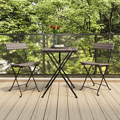 Bistrostühle 2er Set klappbar, Grau Poly Rattan und robuster pulverbeschichteter Stahl, wetterfeste Gartenstühle für Balkon und Terrasse, Pflegeleichte Outdoor Möbel, ideal für kleine Räume Bistrostühle 2er Set klappbar, Grau Poly Rattan und robuster pulverbeschichteter Stahl, wetterfeste Gartenstühle für Balkon und Terrasse, Pflegeleichte Outdoor Möbel, ideal für kleine Räume von Mandloder