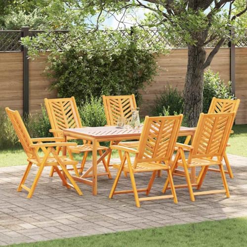 Braun Holz Gartenliege Klappbar 6er Set, Verstellbarer Hochlehner Relaxstuhl für Outdoor Terrasse und Garten, Langlebige Gartenmöbel Stühle von Mandloder