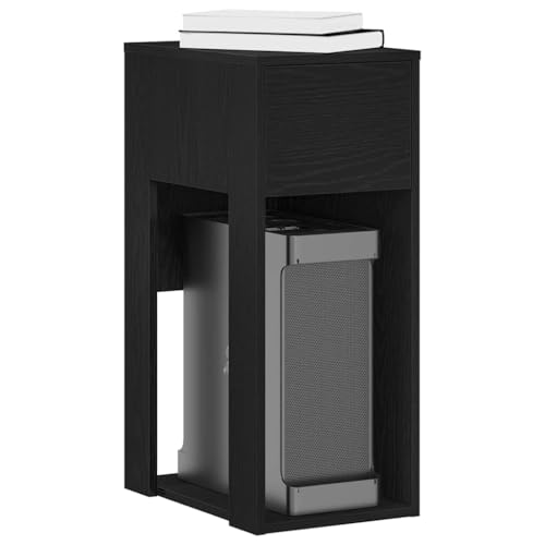 Computerschrank Schwarz mit Schublade, Holzwerkstoff PC Schrank 30x44x74 cm, langlebiges Büromöbel für Laptop und Gaming Desk, vielseitiger Stauraum von Mandloder