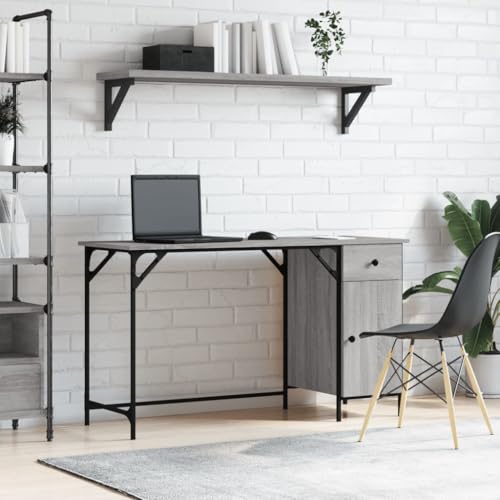 Computertisch Grau Sonoma 131x48x75 cm, Robuster Bürotisch aus Holzwerkstoff, Schreibtisch für Büro, Schlafzimmer und Arbeitszimmer, Langlebig von Mandloder