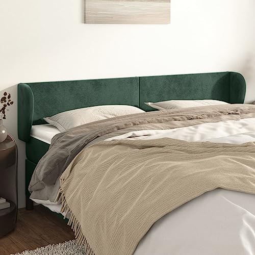 Dunkelgrünes Kopfteil mit Ohren, 203x23x78/88 cm, weicher Samt, verstellbar, stilvolles Wandpolster für Schlafzimmer Dunkelgrünes Kopfteil mit Ohren, 203x23x78/88 cm, weicher Samt, verstellbar, stilvolles Wandpolster für Schlafzimmer von Mandloder