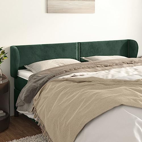 Dunkelgrünes Samt Kopfteil mit Ohren, 203x23x78/88 cm, Höhenverstellbar, Elegantes Design für Schlafzimmer, Robustes Polster Bettkopfteil, Klassisches Wandpaneel Dunkelgrünes Samt Kopfteil mit Ohren, 203x23x78/88 cm, Höhenverstellbar, Elegantes Design für Schlafzimmer, Robustes Polster Bettkopfteil, Klassisches Wandpaneel von Mandloder