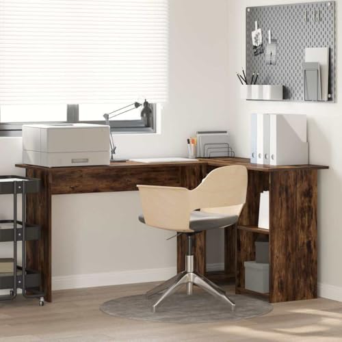 Eckschreibtisch Räuchereiche 142x102x73 cm, moderner Holzwerkstoff Schreibtisch mit Regalen für Home Office, Gaming & Laptop, Mattes Finish, stabil & pflegeleicht Eckschreibtisch Räuchereiche 142x102x73 cm, moderner Holzwerkstoff Schreibtisch mit Regalen für Home Office, Gaming & Laptop, Mattes Finish, stabil & pflegeleicht von Mandloder