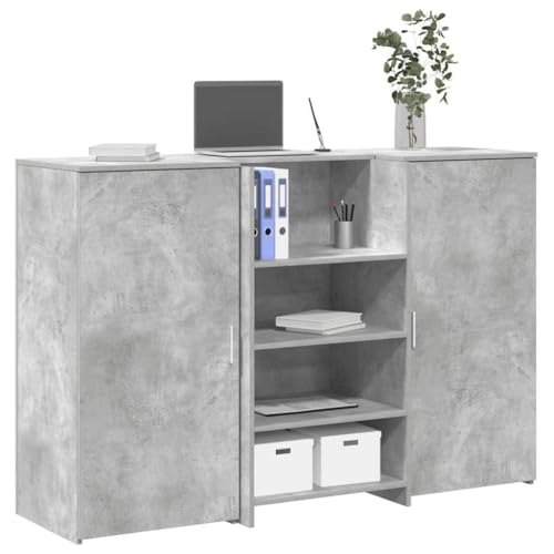 Empfangstheke Betongrau 155x50x103,5 cm aus Holzwerkstoff, robuster Bürotresen mit Stauraum für Büro, Hotel, Salon, modernes Empfangsmöbel Empfangstheke Betongrau 155x50x103,5 cm aus Holzwerkstoff, robuster Bürotresen mit Stauraum für Büro, Hotel, Salon, modernes Empfangsmöbel von Mandloder