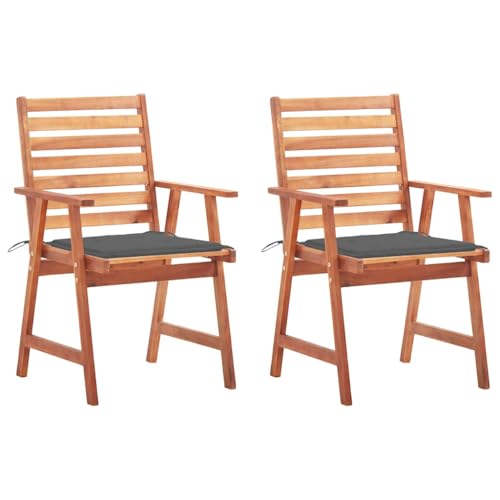 Garten-Essstühle 2er Set aus Massivholz Akazie geölt, mit anthrazit Kissen, witterungsbeständige & langlebige Outdoor Gartenmöbel für Terrasse Balkon, stabile Stühle Garten-Essstühle 2er Set aus Massivholz Akazie geölt, mit anthrazit Kissen, witterungsbeständige & langlebige Outdoor Gartenmöbel für Terrasse Balkon, stabile Stühle von Mandloder
