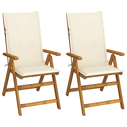 Garten-Liegestühle 2er-Set mit cremeweißen Kissen, Akazie Massivholz geölt, 5-Fach verstellbare Hochlehner, klappbar für Outdoor Gartenmöbel auf Balkon & Terrasse – Komfortabel & langlebig Garten-Liegestühle 2er-Set mit cremeweißen Kissen, Akazie Massivholz geölt, 5-Fach verstellbare Hochlehner, klappbar für Outdoor Gartenmöbel auf Balkon & Terrasse – Komfortabel & langlebig von Mandloder