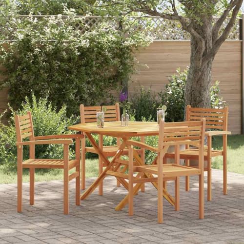 Garten Stapelstühle 2er Set Braun Massives Teakholz 55.5x55.5x90 cm Matte Oberfläche Stapelbar Outdoor Gartenmöbel Stühle für Terrasse & Balkon Wetterfest & Langlebig von Mandloder