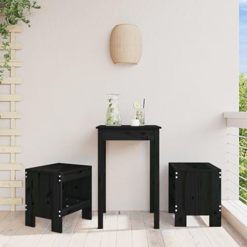 Gartenhocker 2er-Set Schwarz, Massivholz Kiefer, 40x36x45 cm, robuste Outdoor Stühle für Garten und Terrasse, langlebige Gartenmöbel mit Fußstütze von Mandloder