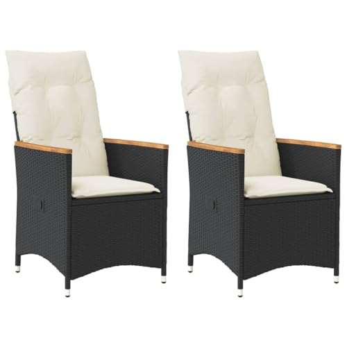 Gartensessel 2er-Set, Schwarz Poly Rattan, verstellbare Hochlehner mit bequemen Cremeweiß Kissen, robuste Gartenmöbel für Outdoor, Garten & Terrasse, langlebige Stühle mit Stahlrahmen Gartensessel 2er-Set, Schwarz Poly Rattan, verstellbare Hochlehner mit bequemen Cremeweiß Kissen, robuste Gartenmöbel für Outdoor, Garten & Terrasse, langlebige Stühle mit Stahlrahmen von Mandloder