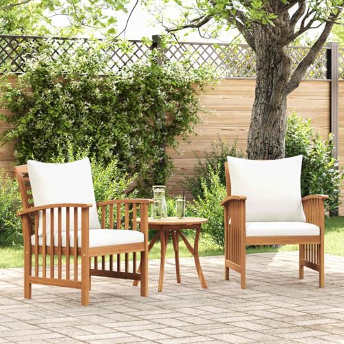 Gartenstühle 2er Set Akazie Massivholz geölt mit Kissen Cremeweiß, Langlebige Gartenmöbel für Terrasse Veranda Outdoor, Robust Komfortabel Stühle für den Garten Gartenstühle 2er Set Akazie Massivholz geölt mit Kissen Cremeweiß, Langlebige Gartenmöbel für Terrasse Veranda Outdoor, Robust Komfortabel Stühle für den Garten von Mandloder