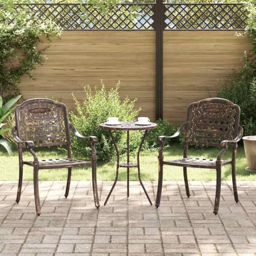 Gartenstühle 2er Set Aluminium Bronzefarben, Moderne Outdoor Hochlehner Stühle für Garten & Terrasse, Wetterfeste Gartenmöbel mit Armlehnen, Robuste Stühle für Balkon & Patio 55x56.5x91cm Gartenstühle 2er Set Aluminium Bronzefarben, Moderne Outdoor Hochlehner Stühle für Garten & Terrasse, Wetterfeste Gartenmöbel mit Armlehnen, Robuste Stühle für Balkon & Patio 55x56.5x91cm von Mandloder
