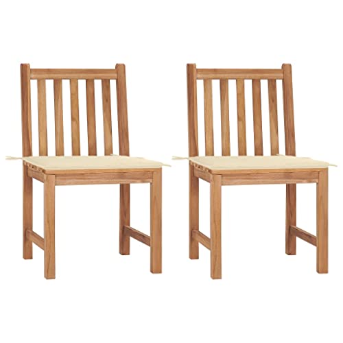 Gartenstühle 2er Set Massivholz Teak Hochlehner mit Cremeweißen Kissen für Outdoor Gartenmöbel, robuste, witterungsbeständige Stühle für Terrasse und Balkon, edle Optik Gartenstühle 2er Set Massivholz Teak Hochlehner mit Cremeweißen Kissen für Outdoor Gartenmöbel, robuste, witterungsbeständige Stühle für Terrasse und Balkon, edle Optik von Mandloder