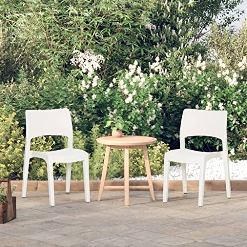 Gartenstühle 2er Set Weiß Polypropylen Outdoor Stühle, stapelbar, robust und pflegeleicht für Terrasse Balkon Garten Essbereich, modernes Design, langlebig und wetterfest bis 110kg von Mandloder