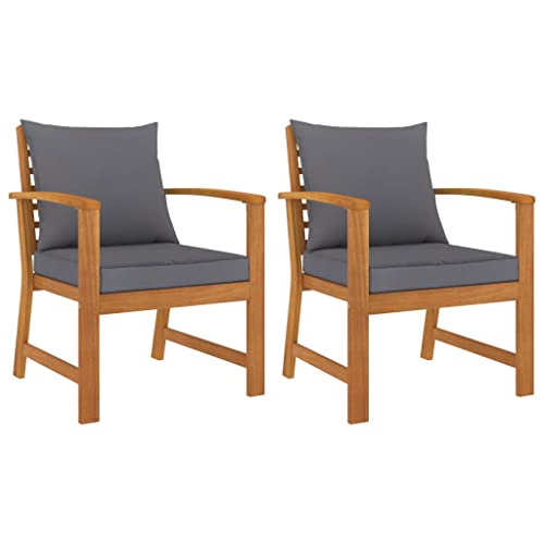 Gartenstühle 2er Set aus Massivholz Akazie, Dunkelgraue Kissen, 60,5x60,5x81 cm, wetterbeständig für Terrasse & Balkon Outdoor-Möbel Gartenstühle 2er Set aus Massivholz Akazie, Dunkelgraue Kissen, 60,5x60,5x81 cm, wetterbeständig für Terrasse & Balkon Outdoor-Möbel von Mandloder