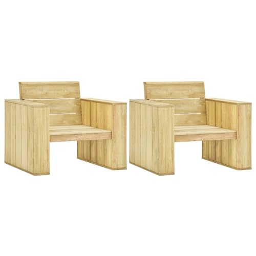 Gartenstühle 2er Set aus imprägniertem Kiefernholz, 89x76x76 cm, langlebige Outdoor Holzstühle für Garten und Terrasse, wetterbeständige Hochlehner Möbel von Mandloder