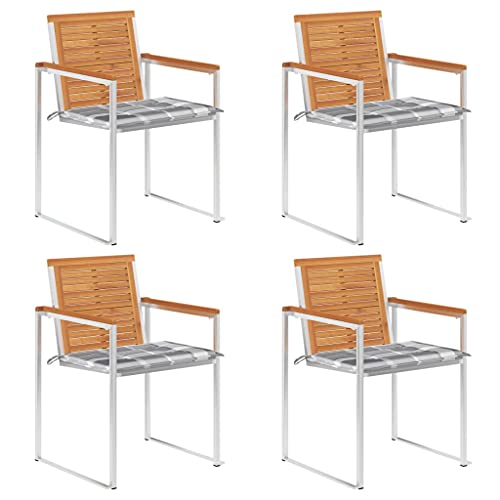 Gartenstühle 4er Set Massivholz Akazie Teak-Optik Edelstahl, stapelbar mit Kissen, Outdoor Essstühle für Garten Terrasse, 60x56x85 cm wetterbeständig langlebig bequem. Gartenstühle 4er Set Massivholz Akazie Teak-Optik Edelstahl, stapelbar mit Kissen, Outdoor Essstühle für Garten Terrasse, 60x56x85 cm wetterbeständig langlebig bequem. von Mandloder