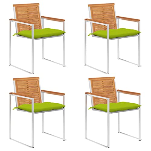 Gartenstühle 4er Set mit Kissen Massivholz Akazie Teak-Optik & Edelstahl Hochlehner Stapelbar, Wetterfest Rostfrei für Terrasse Balkon Außenbereich, Robuste Outdoor Möbel Essgruppe Gartenstühle 4er Set mit Kissen Massivholz Akazie Teak-Optik & Edelstahl Hochlehner Stapelbar, Wetterfest Rostfrei für Terrasse Balkon Außenbereich, Robuste Outdoor Möbel Essgruppe von Mandloder