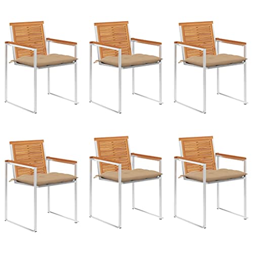 Gartenstühle 6er-Set Massivholz Akazie Teak-Optik mit beigen Kissen, stapelbar & wetterfest, robuste Outdoor Möbel für Garten & Terrasse, langlebige Essgruppe Gartenstühle 6er-Set Massivholz Akazie Teak-Optik mit beigen Kissen, stapelbar & wetterfest, robuste Outdoor Möbel für Garten & Terrasse, langlebige Essgruppe von Mandloder