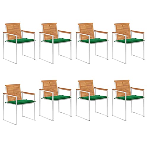 Gartenstühle Akazie Massivholz, 8er Set mit grünen Kissen, stapelbar, wetterfest, für Garten und Terrasse, rostfreier Outdoor-Essbereich Gartenstühle Akazie Massivholz, 8er Set mit grünen Kissen, stapelbar, wetterfest, für Garten und Terrasse, rostfreier Outdoor-Essbereich von Mandloder