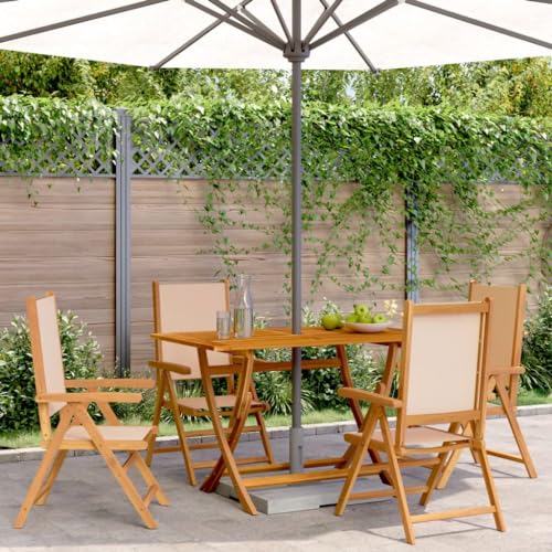 Gartenstühle Verstellbar 4 STK. Beige Stoff, Massivholz Akazie, Klappbar für Terrasse & Garten, Hochlehner Outdoor Möbel Set mit Liegefunktion Gartenstühle Verstellbar 4 STK. Beige Stoff, Massivholz Akazie, Klappbar für Terrasse & Garten, Hochlehner Outdoor Möbel Set mit Liegefunktion von Mandloder