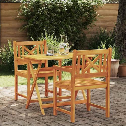 Gartenstuhl 2er Set Akazie Massivholz, Braun, 56x56x90cm, robuste Outdoor Stühle für Garten Terrasse Balkon, wetterbeständige Gartenmöbel von Mandloder
