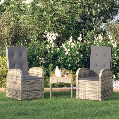 Graue Poly Rattan Garten-Liegestühle 2er Set mit bequemen 5cm dicken Kissen, verstellbar und wetterfest, langlebigem Stahlrahmen, für Garten Terrasse Outdoor Möbel Graue Poly Rattan Garten-Liegestühle 2er Set mit bequemen 5cm dicken Kissen, verstellbar und wetterfest, langlebigem Stahlrahmen, für Garten Terrasse Outdoor Möbel von Mandloder