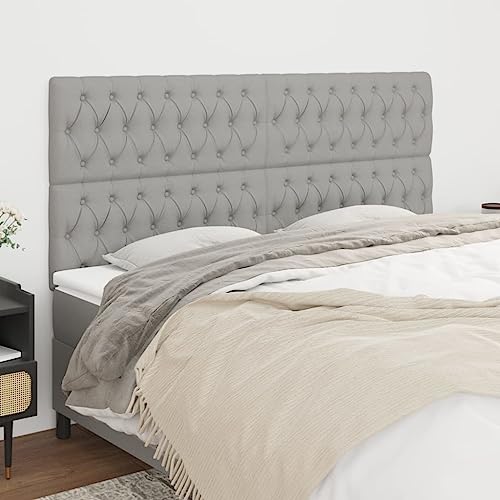 Hellgraue Kopfteile 4 STK., 100x7x78/88 cm Stoff, Höhenverstellbare Wandpaneele für Schlafzimmer, Robuste Holzbeine, Komfortables Bett-Kopfteil Hellgraue Kopfteile 4 STK., 100x7x78/88 cm Stoff, Höhenverstellbare Wandpaneele für Schlafzimmer, Robuste Holzbeine, Komfortables Bett-Kopfteil von Mandloder