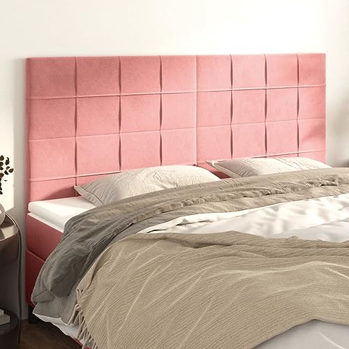 Höhenverstellbares Kopfteil 4er-Set für Doppelbett, Rosa Samt, 90x5x78/88 cm, weich gepolstert, Wandkissen, robuste Holzbeine Höhenverstellbares Kopfteil 4er-Set für Doppelbett, Rosa Samt, 90x5x78/88 cm, weich gepolstert, Wandkissen, robuste Holzbeine von Mandloder