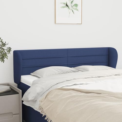 Höhenverstellbares Kopfteil mit Ohren, Polster-Stoff in Blau, 147x23x78/88 cm, Robustes Wandpaneel für Bett und Schlafzimmer, langlebiges Design Höhenverstellbares Kopfteil mit Ohren, Polster-Stoff in Blau, 147x23x78/88 cm, Robustes Wandpaneel für Bett und Schlafzimmer, langlebiges Design von Mandloder