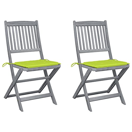 Klappbare Gartenstühle 2er Set mit bequemen Sitzkissen, Massivholz Akazie grau lasiert, witterungsbeständige Outdoor Essstühle für Garten und Terrasse, platzsparend zusammenklappbar Klappbare Gartenstühle 2er Set mit bequemen Sitzkissen, Massivholz Akazie grau lasiert, witterungsbeständige Outdoor Essstühle für Garten und Terrasse, platzsparend zusammenklappbar von Mandloder