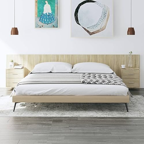 Kopfteil mit Nachttischen, Sonoma-Eiche Holzwerkstoff, 200 cm Bett Headboard mit Stauraum, Robustes Wandpaneel für Schlafzimmer, Modernes Design Set Kopfteil mit Nachttischen, Sonoma-Eiche Holzwerkstoff, 200 cm Bett Headboard mit Stauraum, Robustes Wandpaneel für Schlafzimmer, Modernes Design Set von Mandloder