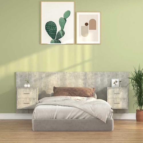 Kopfteil mit Nachttischen Betongrau, Robustes Holzwerkstoff, 120 x 80 cm, stilvolle Wandpaneele für Schlafzimmer, praktischer Stauraum, modernes Design Kopfteil mit Nachttischen Betongrau, Robustes Holzwerkstoff, 120 x 80 cm, stilvolle Wandpaneele für Schlafzimmer, praktischer Stauraum, modernes Design von Mandloder